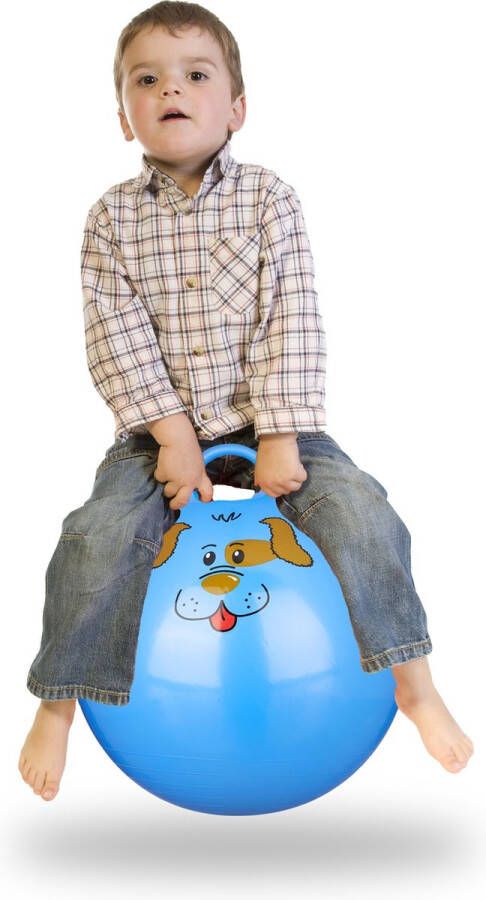 Relaxdays skippybal kinderen springbal klein 45 cm handvat binnen & buiten dier blauw