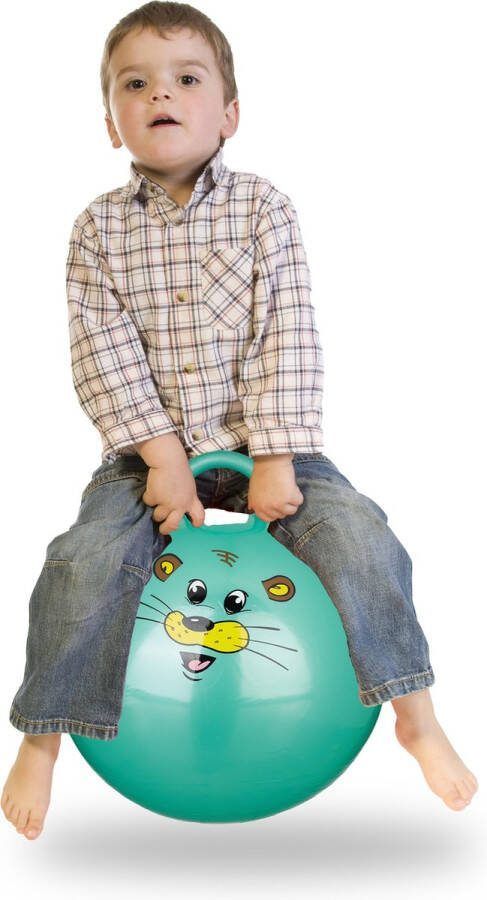 Relaxdays skippybal kinderen springbal klein 45 cm handvat binnen & buiten dier groen
