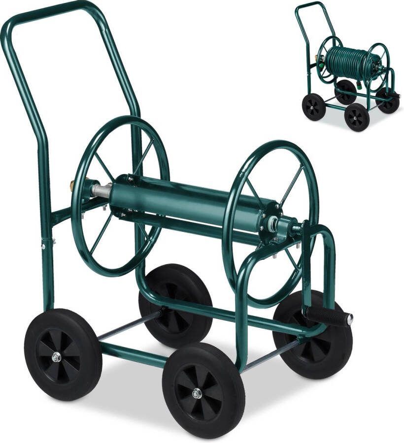 Relaxdays slangenwagen zonder slang tuinslanghaspel op wielen voor 60 m 1 2 & 3 4“
