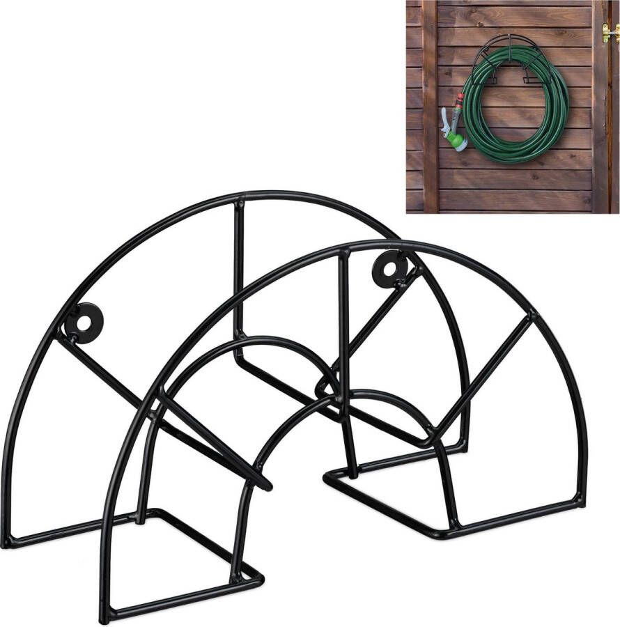 Relaxdays slanghouder wandmontage tuinslanghouder rond waterslanghouder voor 45 m
