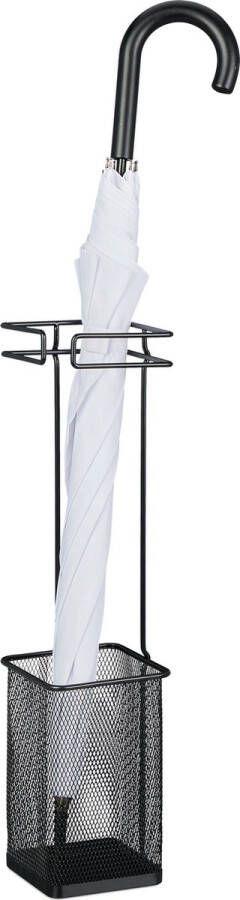 Relaxdays smalle paraplubak paraplustandaard metaal vierkante parapluhouder modern zwart