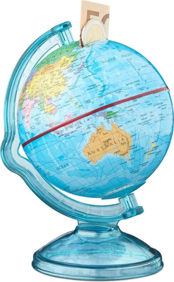 Relaxdays spaarpot wereldbol spaarpotje globe draaibaar spaargeld kinderen reizen