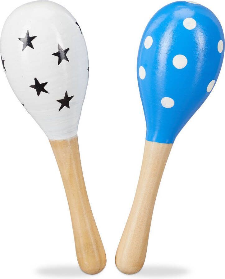 Relaxdays speelgoed sambaballen set van 2 houten maracas muziekspeelgoed kinderen