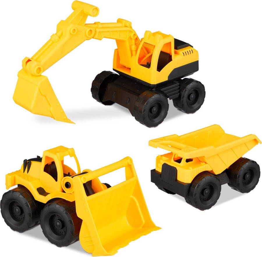 Relaxdays speelgoed werkvoertuigen kiepwagen graafmachine zandbakspeelgoed