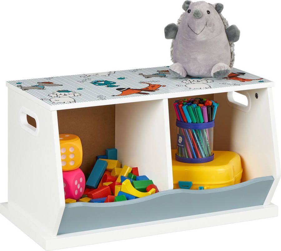 Relaxdays speelgoedkast 2 vakken klein speelgoedrek opbergkast kinderkamer boeken