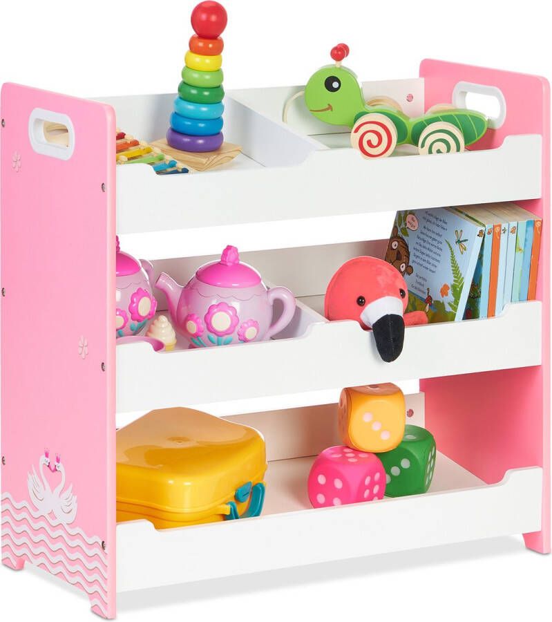 Relaxdays speelgoedkast met 5 vakken opbergrek kinderen roze speelgoedrek kinderkamer L