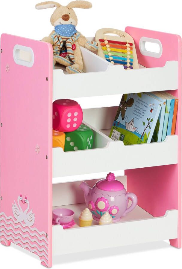 Relaxdays speelgoedkast met 5 vakken opbergrek kinderen roze speelgoedrek kinderkamer M