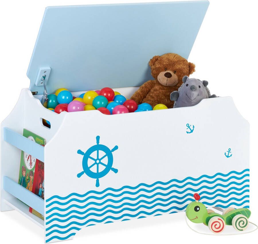 Relaxdays speelgoedkist kind speelgoed opbergkist met deksel speelgoedbox kinderkamer