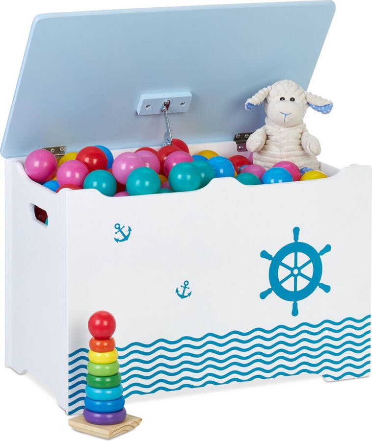 Relaxdays speelgoedkist kind speelgoed opbergkist met deksel speelgoedbox kinderkamer