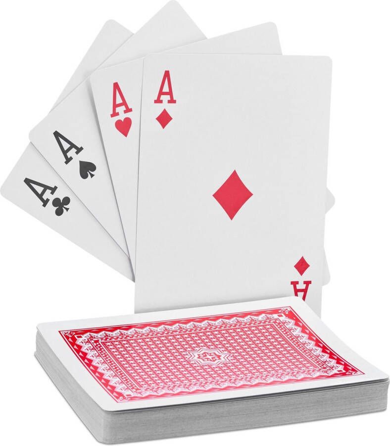Relaxdays speelkaarten groot pokerkaarten 54 stuks waterafstotend grote kaarten