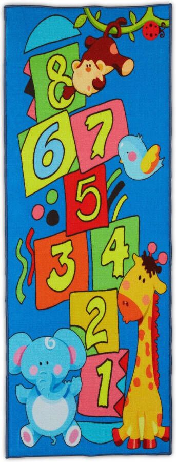 Relaxdays speelkleed hinkelbaan kindervloerkleed dieren speeltapijt 179 x 67 cm peuter