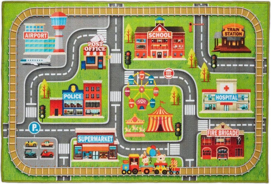 Relaxdays speelkleed verkeer verkeerskleed autokleed speelmat speeltapijt kind