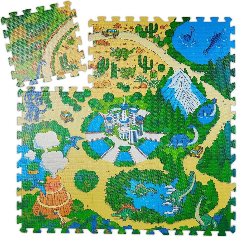 Relaxdays speelmat dinosaurus baby puzzelmat vloerpuzzel kruipmat speelkleed EVA
