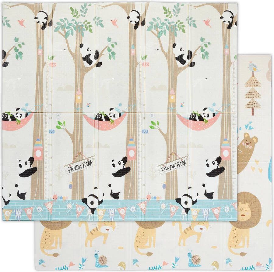 Relaxdays Speelmat met dierenprint speelkleed voor kinderen opvouwbaar kleurrijk
