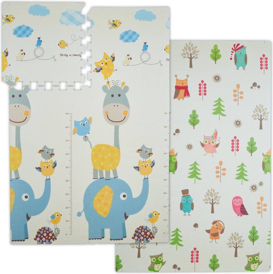 Relaxdays speelmat puzzel dieren speelkleed kinderen foam speeltegels zacht peuter