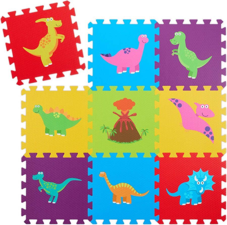 Relaxdays speelmat puzzel dinosaurus zonder bpa puzzelmat kinderkamer 9 stukken