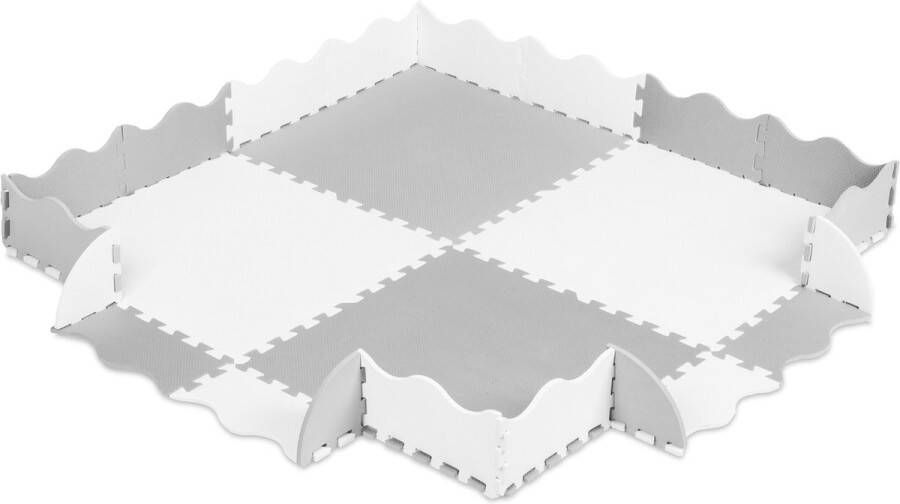 Relaxdays speelmat puzzel met rand puzzelmat foam speeltegels speeltapijt baby grijs