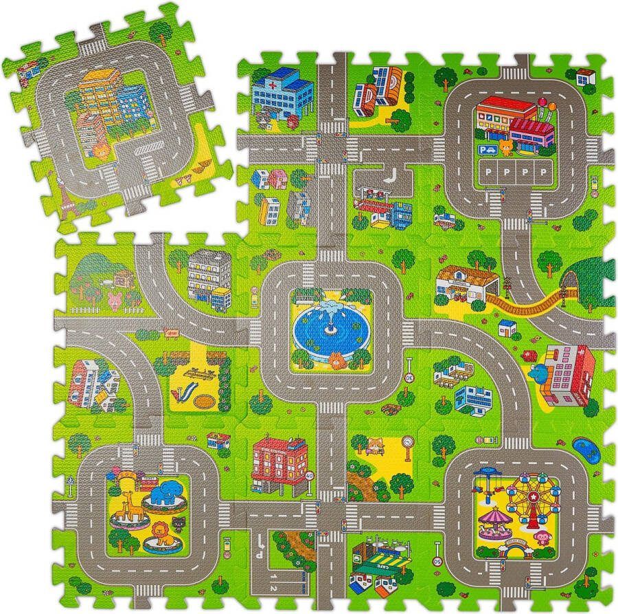 Relaxdays speelmat verkeer puzzelmat verkeerskleed speelkleed kruipmat foam