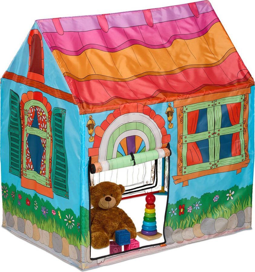 Relaxdays speeltent huisje stoffen speelhuisje binnen kleine kindertent kinderkamer
