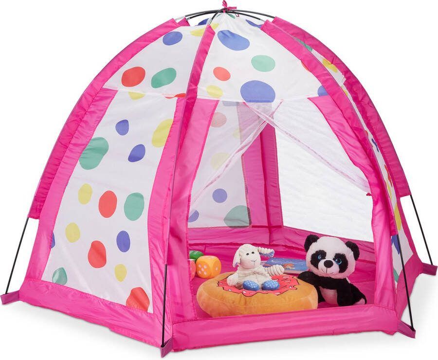 Relaxdays speeltent koepel kindertent binnen roze kinderspeeltent tuin kinderkamer