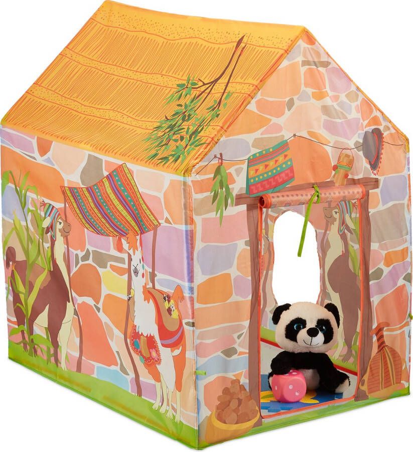 Relaxdays speeltent lama speelhuis kinderkamer kindertent indoor kinderspeeltent