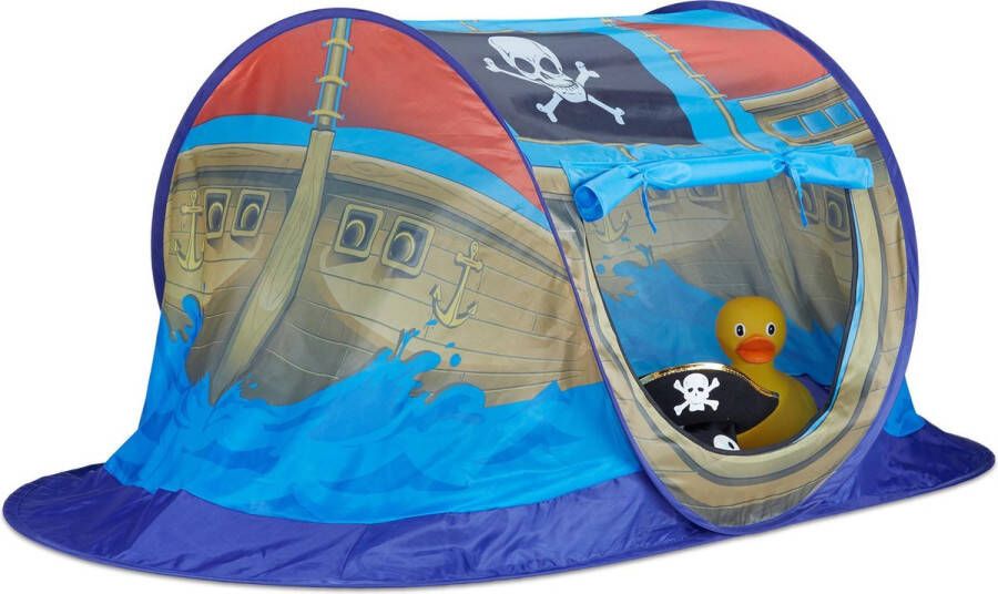 Relaxdays speeltent piratenschip voor jongens pop up kindertent voor binnen & buiten