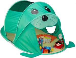 Relaxdays Speeltent pop-up kindertent tent kinderen speelgoedtent zeehond groen