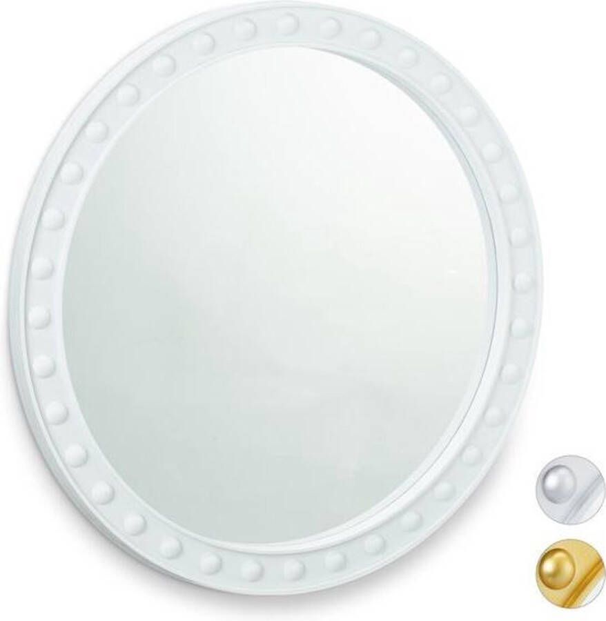 Relaxdays spiegel rond sierspiegel gang wandspiegel design 50.5 cm rond modern wit