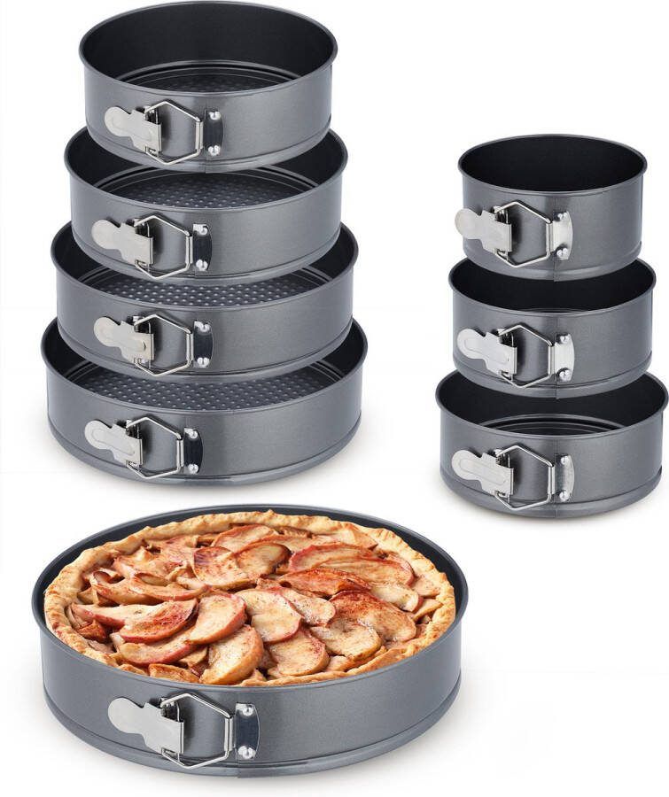 Relaxdays springvorm 8-delige set bakvormen set Ø 14-28 cm taartvormen antraciet