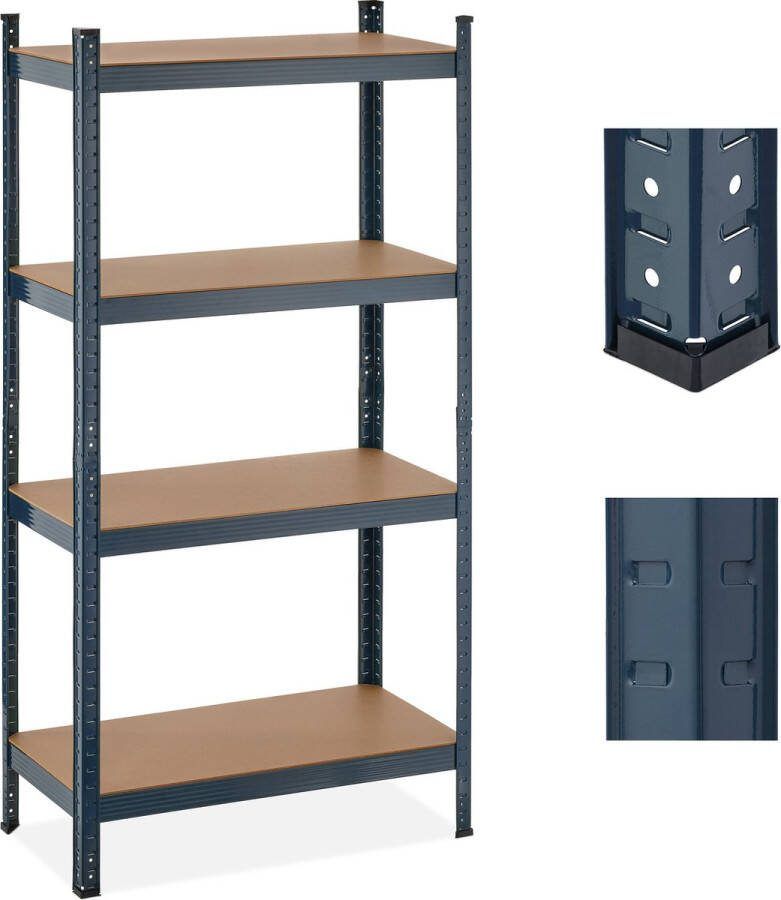 Relaxdays stalen stellingkast 4 planken 280 kg stellingrek garage opbergrek kelder