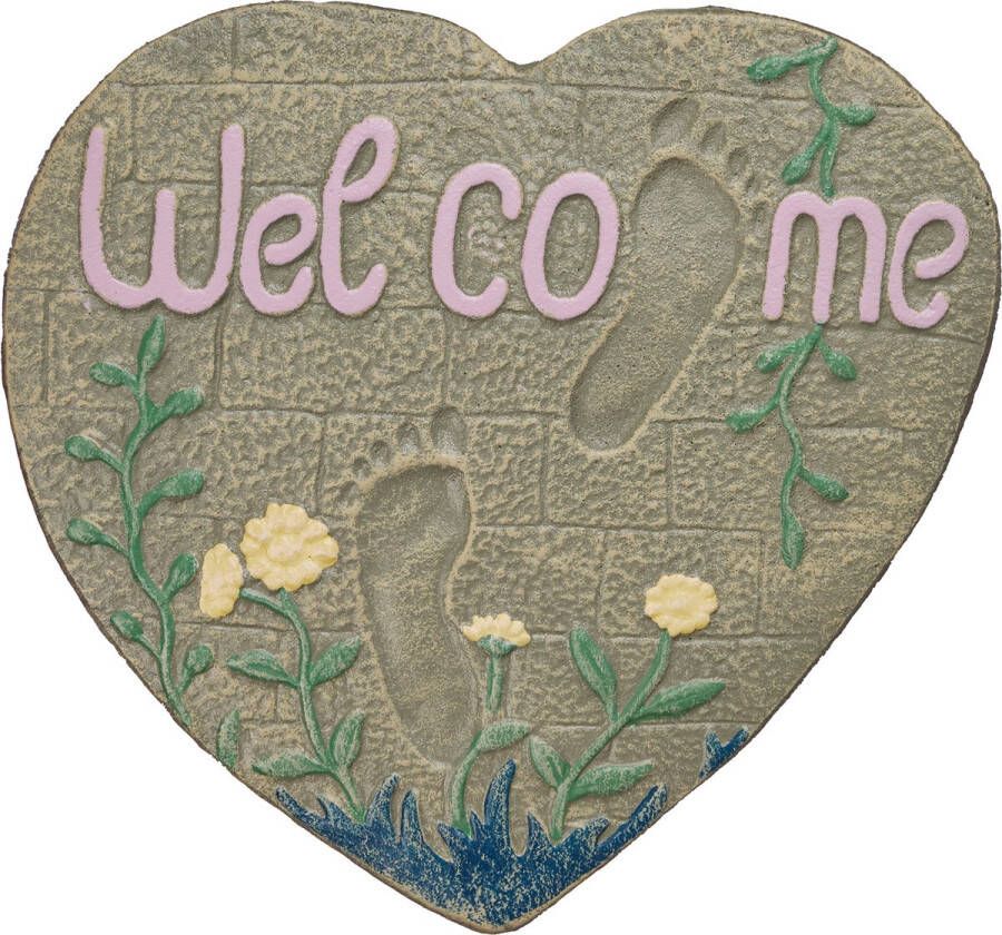 Relaxdays staptegel welcome stapsteen tuin gietijzeren tuindecoratie wanddecoratie