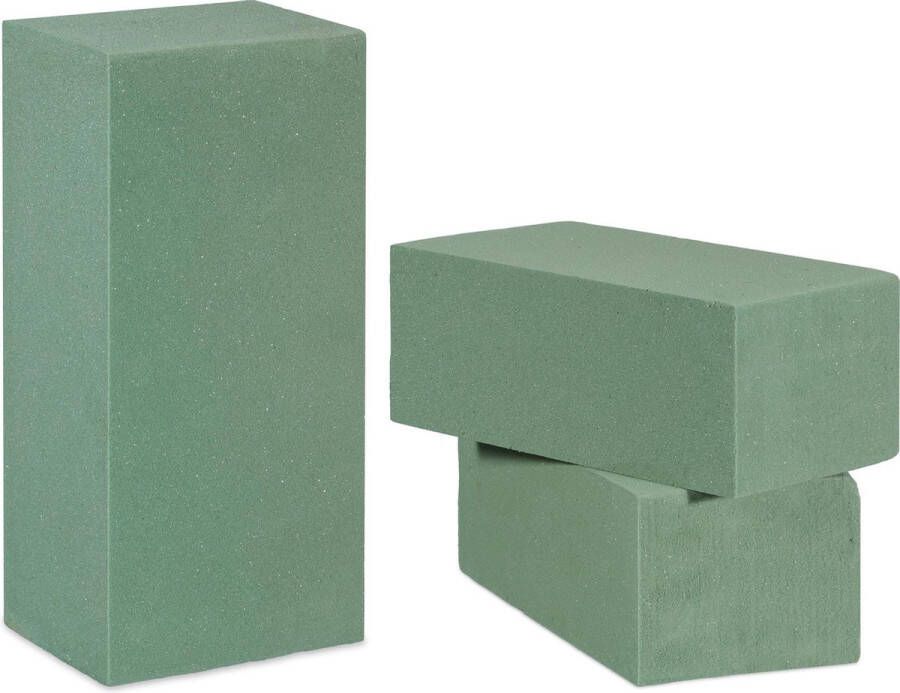 Relaxdays steekschuim verse bloemen oase blokken nat 3 stuks groen bloemstukken