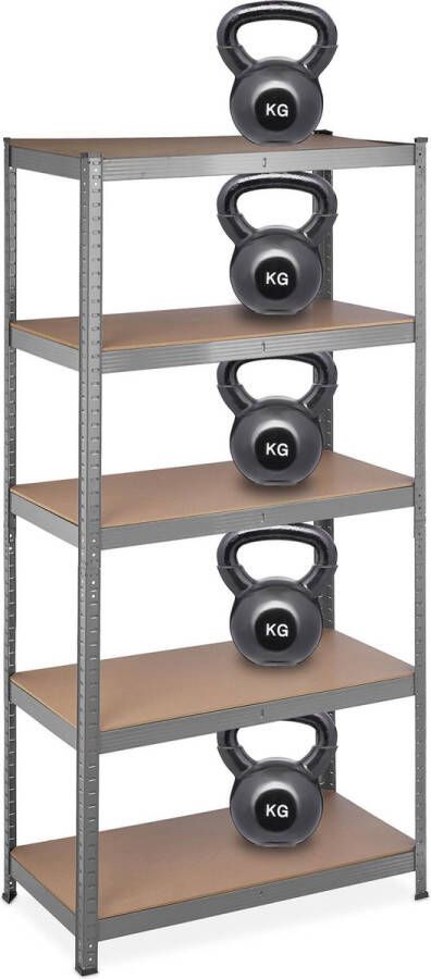 Relaxdays stellingkast 180 cm hoog 5 etages opbergrek tot 1325 kg magazijnrek metaal