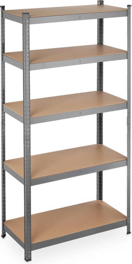 Relaxdays stellingkast 180x90x45 opbergrek staal legbordstelling grijs opbergkast