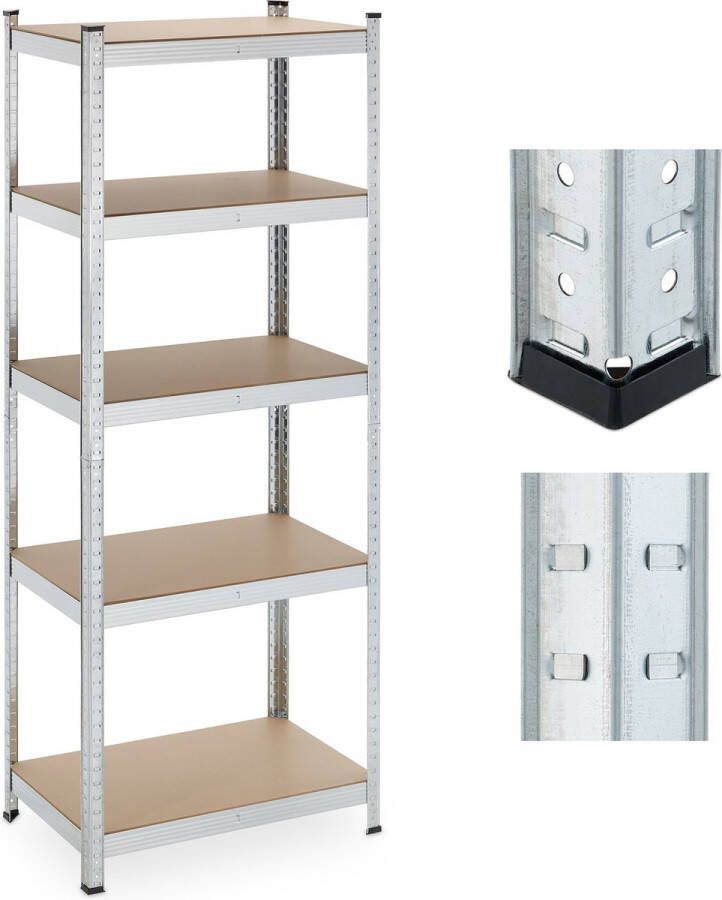 Relaxdays stellingkast 5 etages opbergrek staal stellingrek 500 kg garage