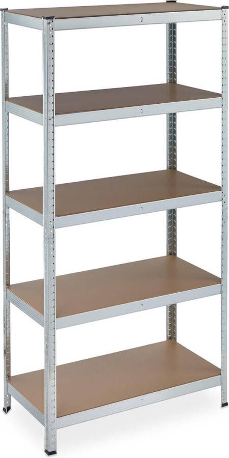 Relaxdays stellingkast metaal 180x90x45 cm opbergrek 5 etages verzinkt opbergkast