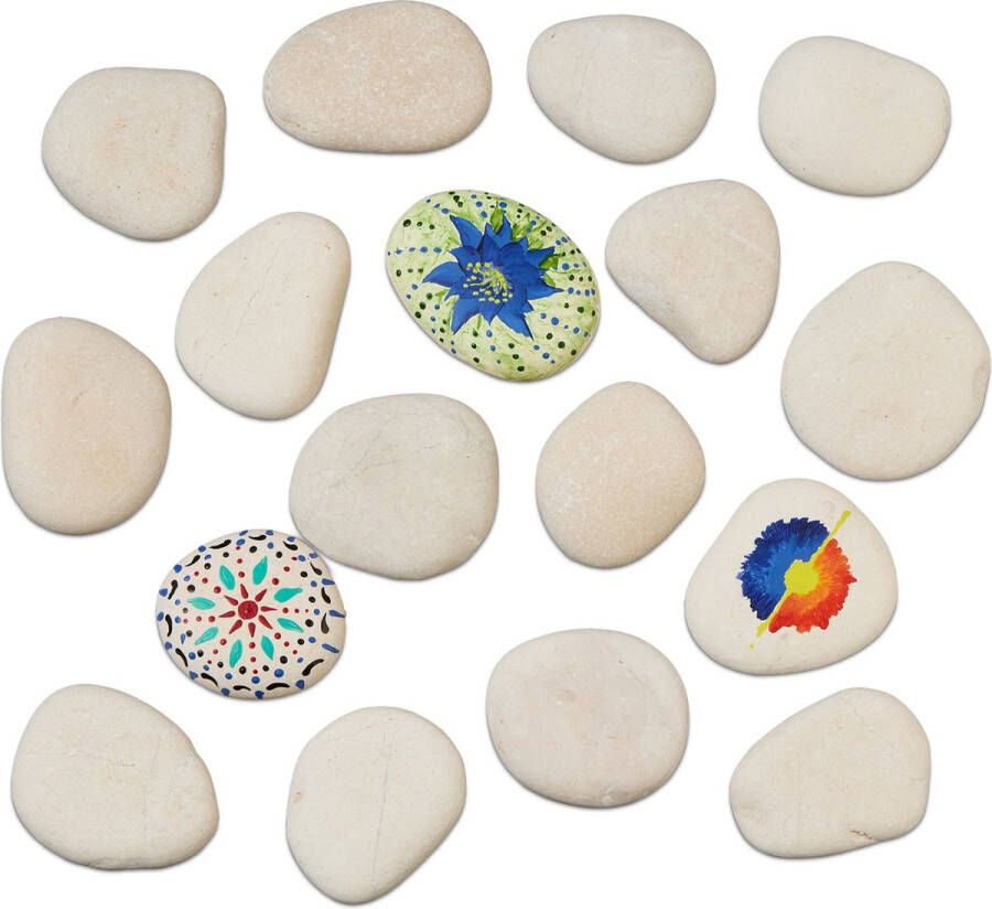 Relaxdays stenen om te beschilderen gladde schilderstenen 5-9 cm deco stenen 2 kg