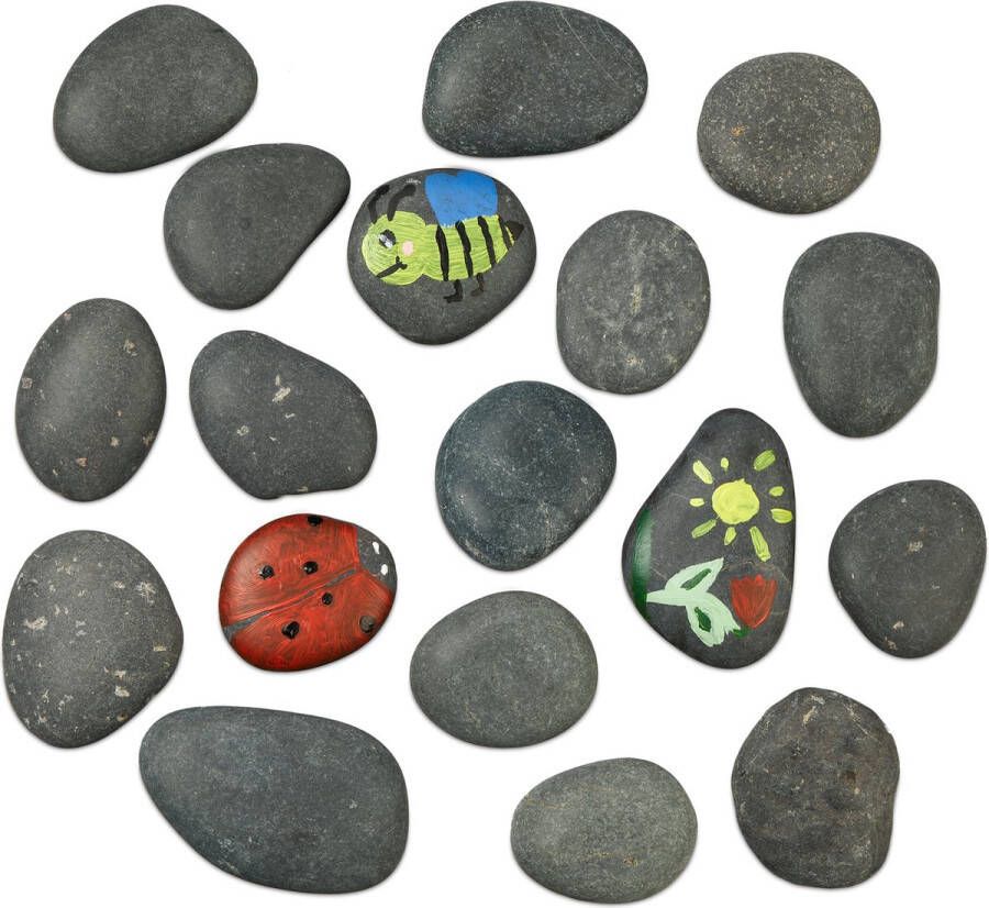 Relaxdays stenen om te beschilderen platte schilderstenen hobbystenen 5-9 cm 2 kg