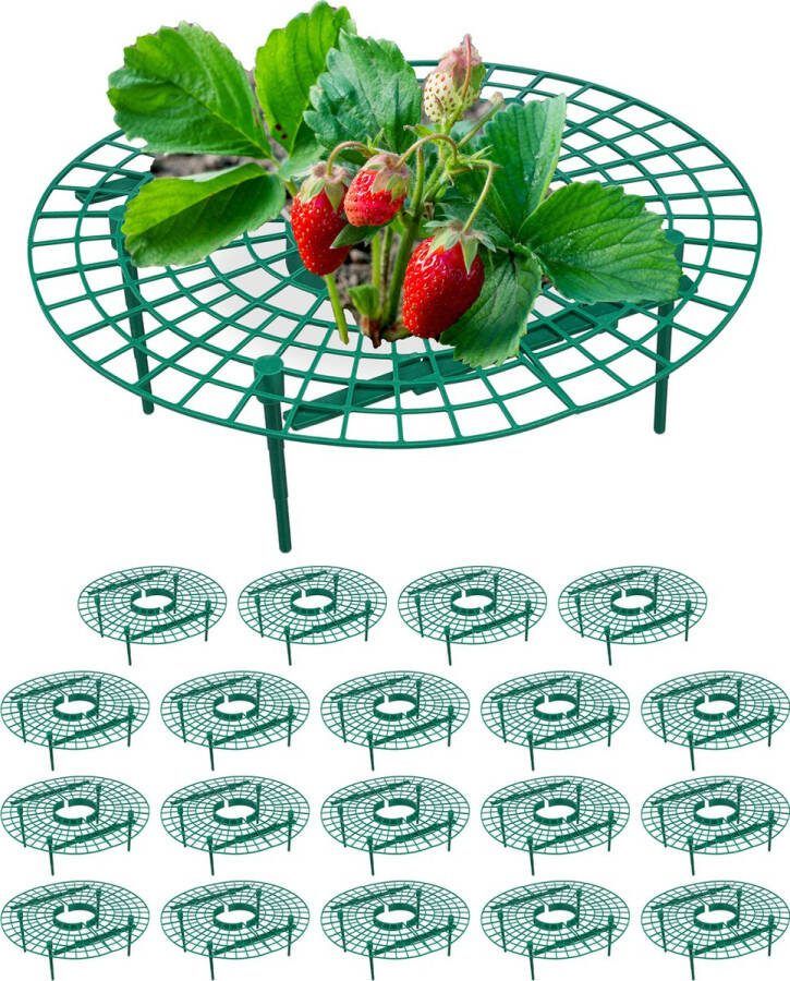 Relaxdays steun aardbeien set van 20 voor aardbeiplant bescherming tegen slakken
