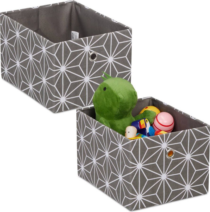 Relaxdays stoffen opbergmand set van 2 speelgoedmand kastmand mandjes kinderkamer