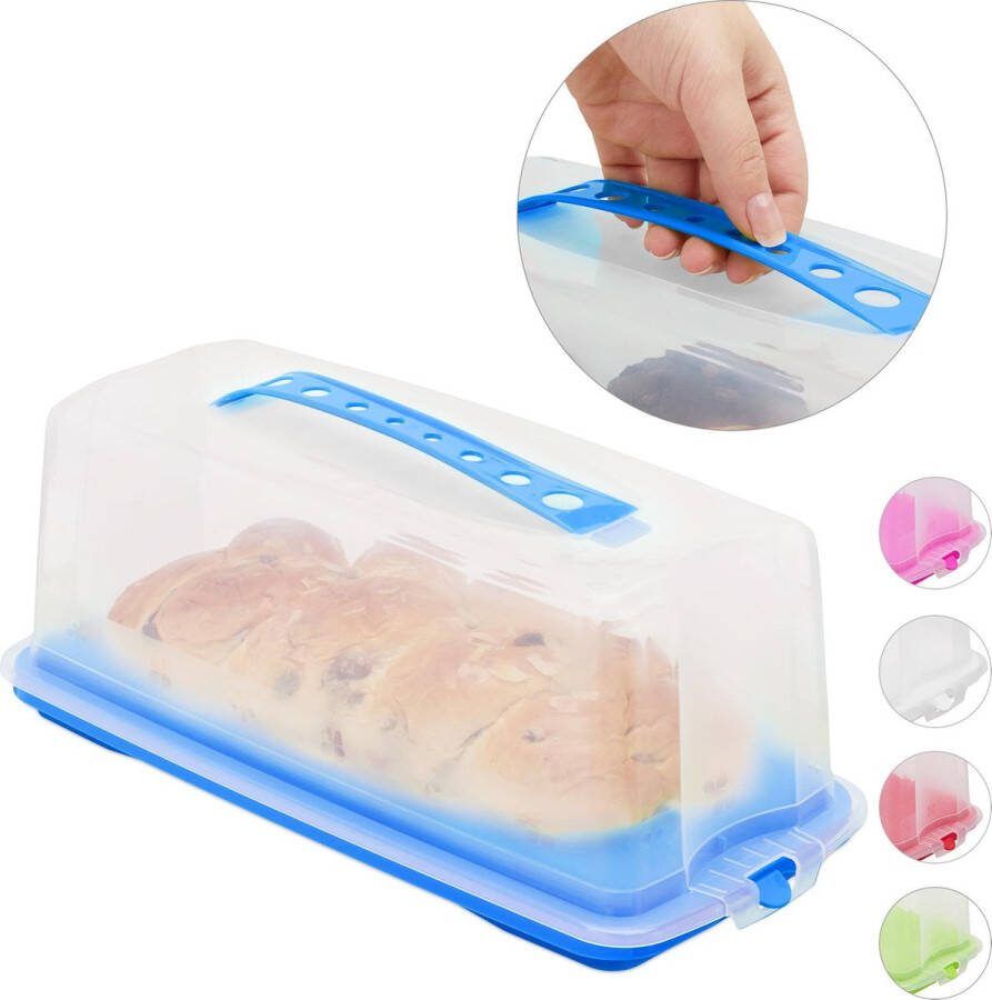 Relaxdays taartdoos rechthoek taart bewaardoos cakedoos transportbox voor cake blauw