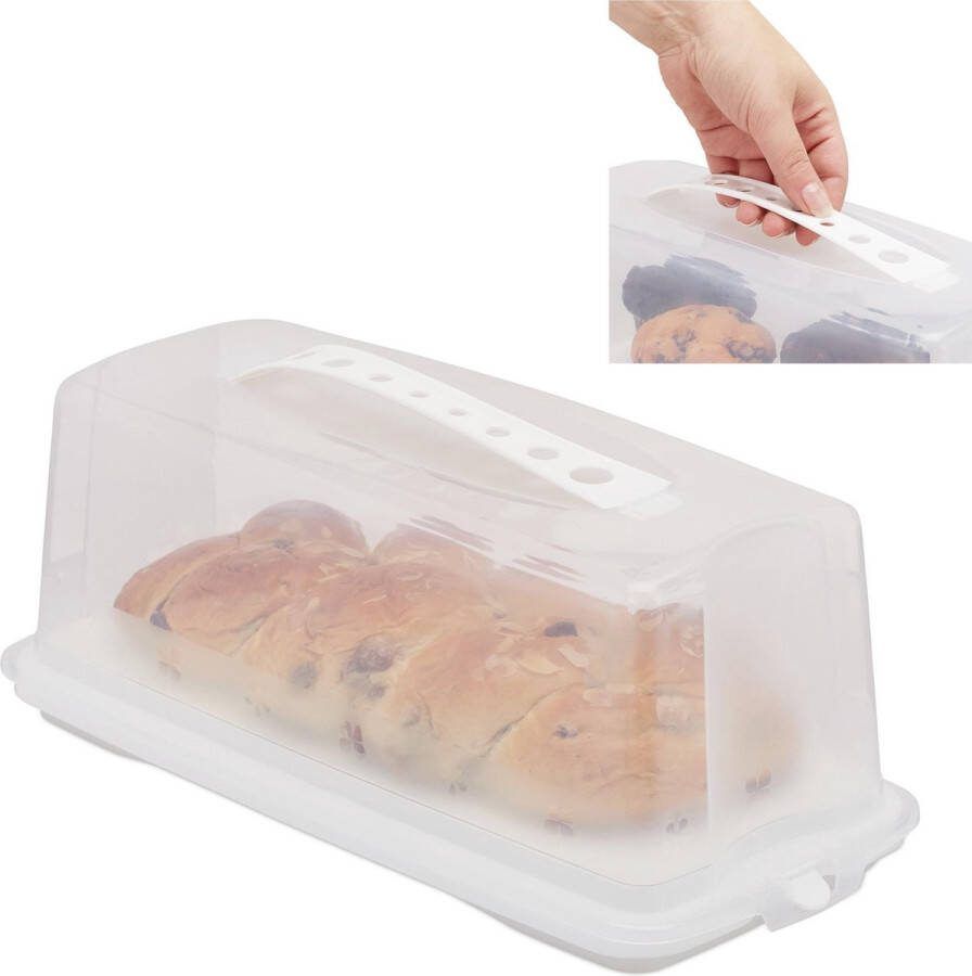Relaxdays taartdoos rechthoek taart bewaardoos cakedoos transportbox voor cake wit