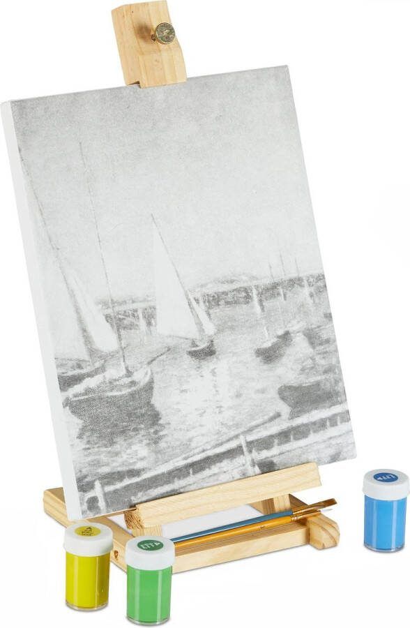 Relaxdays tafelezel mini schildersezel tafelmodel verstelbaar hout 37 cm