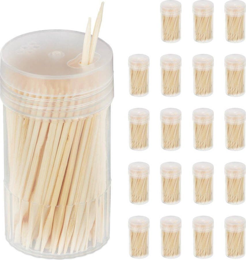 Relaxdays tandenstokers hout 4000 stuks houten tandenstokers cocktailprikker dun