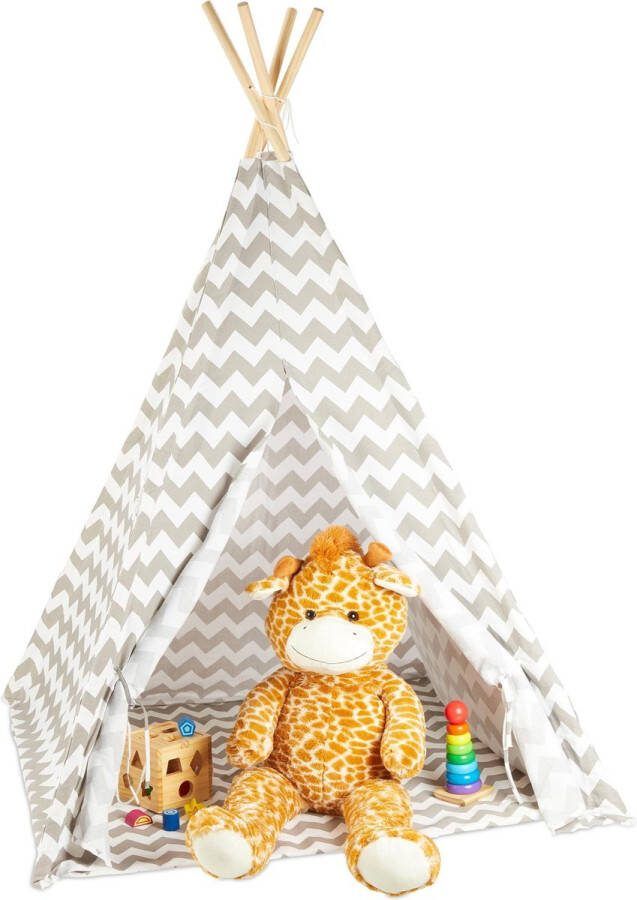 Relaxdays tipi tent kinderen wigwam speeltent indianentent speeltent kind wit