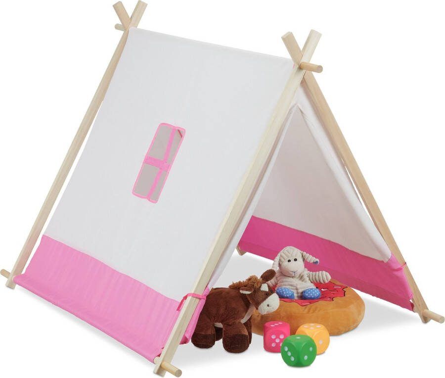 Relaxdays tipi tent voor kinderen speeltent kinderspeeltent wigwam indianen tent