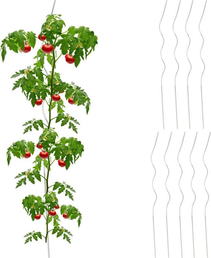 Relaxdays tomatenspiraal set van 10 metaal plantensteun tomaten plantenstok 90 cm
