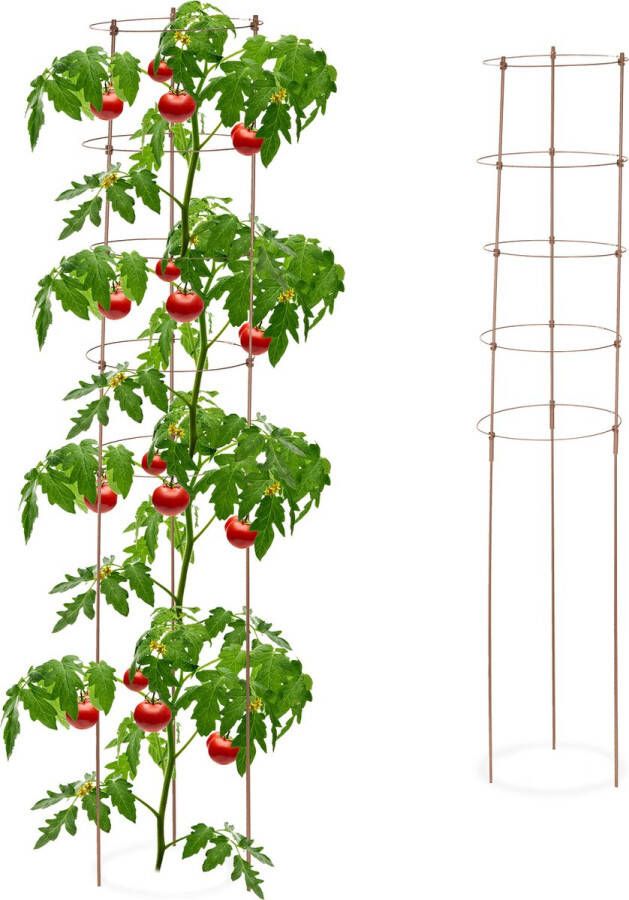 Relaxdays tomatensteun 150 cm set van 2 plantensteun metaal plantengeleider rozen