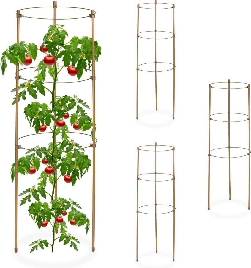 Relaxdays tomatensteun set van 4 plantensteun 60 cm plantengeleider klimhulp rozen