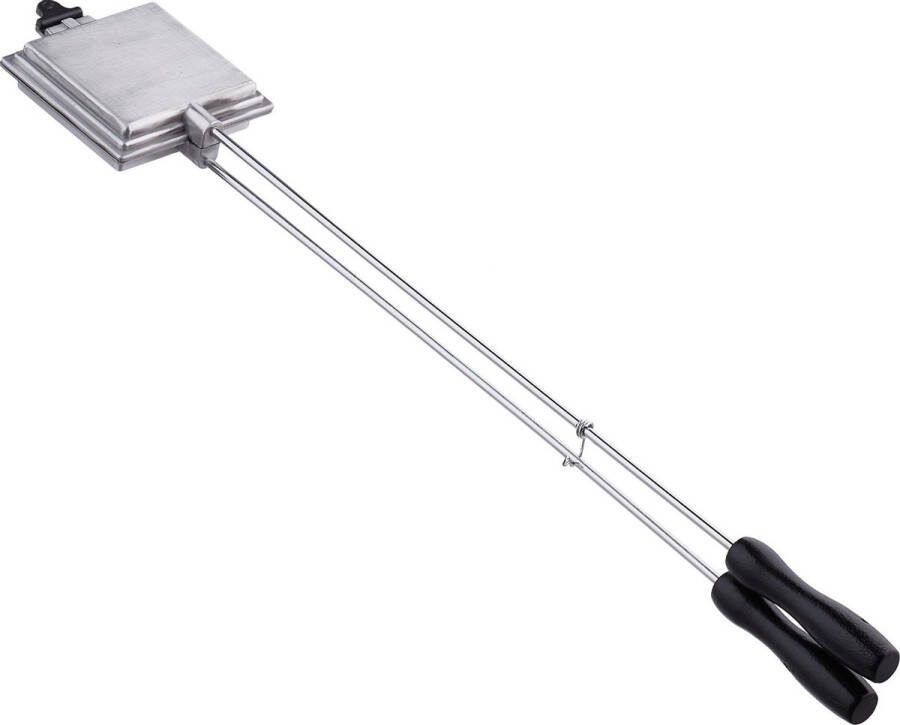 Relaxdays tosti ijzer camping klemrooster barbecue tostipan tostiklem bbq zilver
